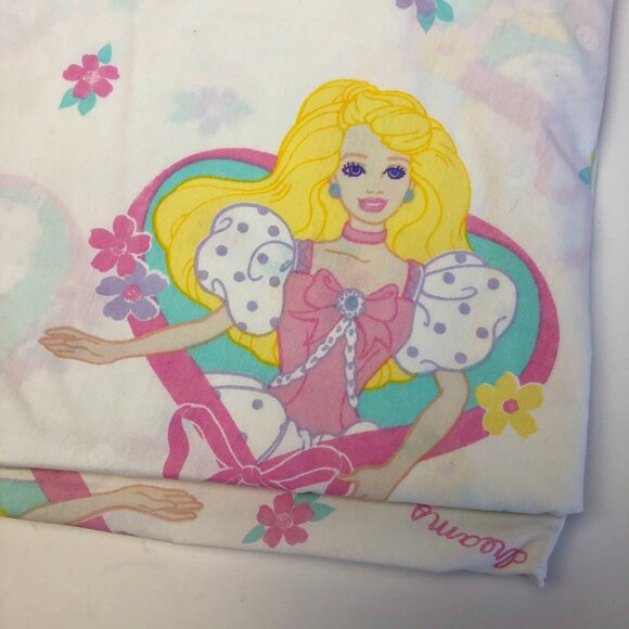 Vintage 90s Barbie Bedsheets Twin Set (Flat + Fitted) 1997 Sweet Dreams Ribbons - Picture 5 of 15